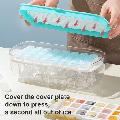 Máquina para hacer cubitos de hielo 2 en 1 con bandeja y tapa